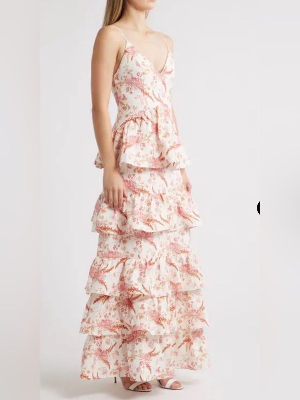 NEW Sonya Moda Amara Floral Tiered Ruffle Maxi Dress, Small